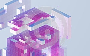 Translucent gradients cubes and materials, 3d rendering