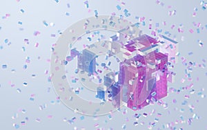 Translucent gradients cubes and materials, 3d rendering