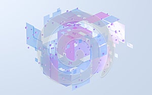 Translucent gradients cubes and materials, 3d rendering