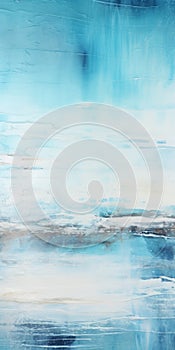 Translucent Layers: Abstract Painting Of Blue Water And White Clouds