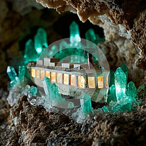 A translucent luminous crystalline stoneware based schooner transport