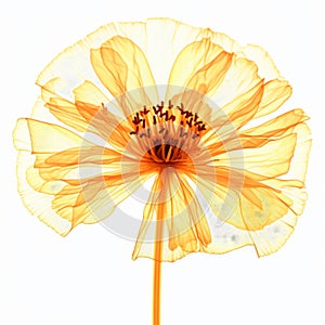 Translucent Orange Flower: A 3d X-ray Illustration On White Background