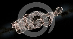 Translucent organic form in the dark cosmos