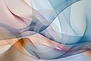 Translucent overlapping shapes in soft colors, creating depth in a minimalist design