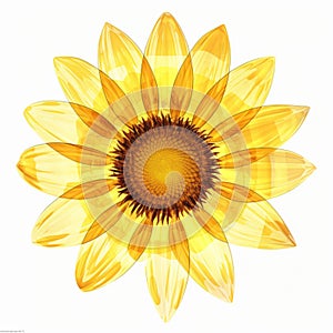 Translucent Overlapping Sunflower: 3d X-ray Illustration On White Background