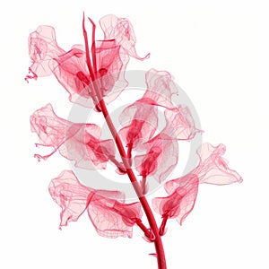 Translucent Red Flower: A Unique 3d Illustration Of A Snapdragon X-ray Image