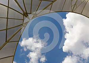 Translucent roof with opening to sky