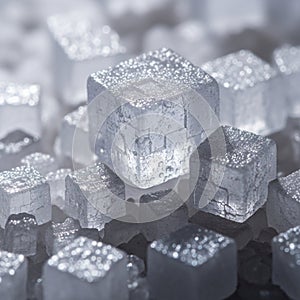 A close up view emphasizing texture and detail in the crystalline