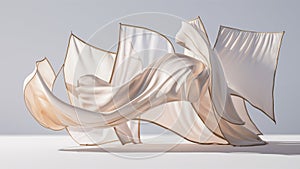 Translucent thin fabric fluttering in the wind. Abstract wavy background