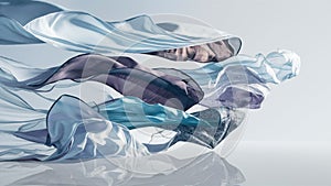 Translucent thin fabric fluttering in the wind. Abstract wavy background