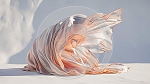Translucent thin fabric fluttering in the wind. Abstract wavy background