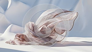 Translucent thin fabric fluttering in the wind. Abstract wavy background
