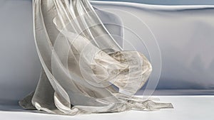 Translucent thin fabric fluttering in the wind. Abstract wavy background