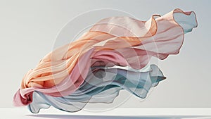 Translucent thin fabric fluttering in the wind. Abstract wavy background