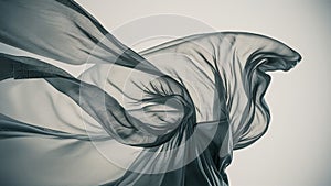 Translucent thin fabric fluttering in the wind. Abstract wavy background