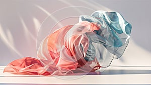 Translucent thin fabric fluttering in the wind. Abstract wavy background