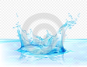 Translucent water splash on transparent background. Vector illustration