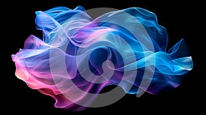 Translucent waves of blue and pink in an abstract dance. Transparent background. AI generated