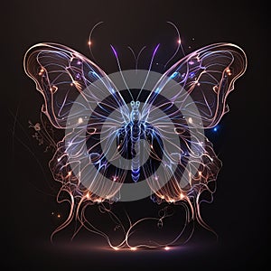 Translucid luminescence butterfly. Generative AI