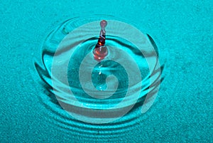 Transluscent Blue Water With Red Droplet