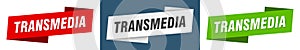 Transmedia banner. transmedia ribbon label sign set