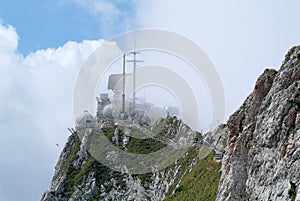 Transmission antennas at summit of Mount Pilatus