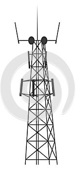 Transmission cellular tower. Mobile and radio communications tower with antennas for wireless connections. Outline