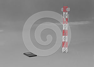 Transmission cellular towers and mobile phone communications antennas. 3d illustration