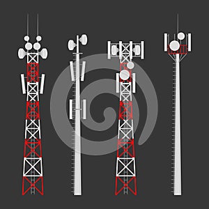 Transmission cellular wireless towers vector set