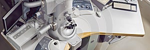 Transmission electron microscope in a scientific laboratory BANNER, long format