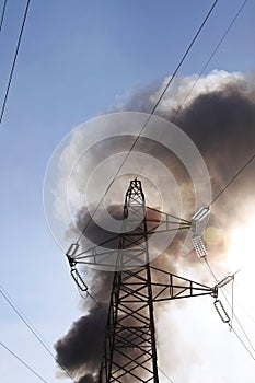 Transmission tower fire