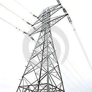Transmission tower isolated on white background