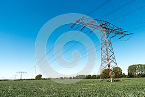 Transmission tower with power lines