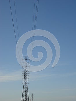 Transmission towers with blue sky, japan