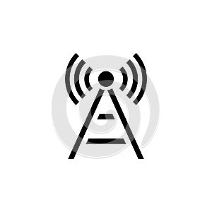 Transmitter Antenna, Cell Phone Tower Solid Flat Vector Icon Isolated on White Background