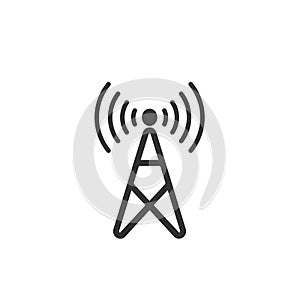 Transmitter icon, radio station sign vector.