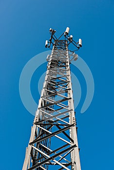 The Transmitter mast against blue sky