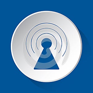 Transmitter tower - blue icon on white button