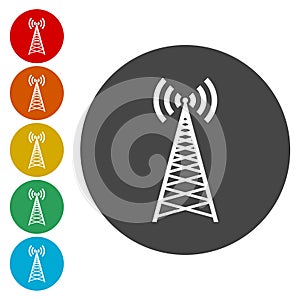 Transmitter tower icon, radio tower broadcast icon