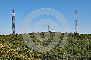 Transmitter towers on a hill