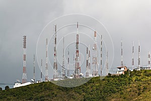 Transmitter towers on a hill