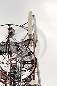 Transmitters and aerials on telecommunication tower