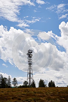 Transmitting satellite tower for telecommunication