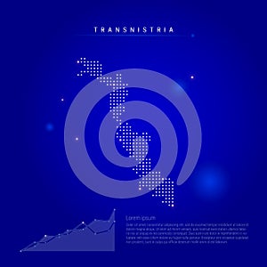 Transnistria or Transdniestria illuminated map with glowing dots. Dark blue space background. Vector illustration