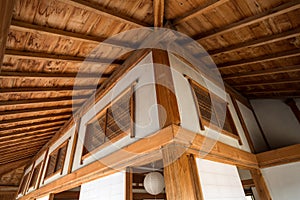 Transom and wood ceiling