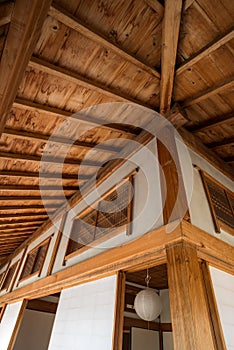 Transom and wood ceiling