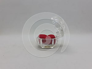 A Transparant ring case on white isolated background