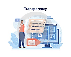 Transparency in Branding Illustration. Highlights the importance of clear production processes.