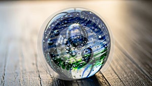 Transparency and colors of the glass creating reflections and