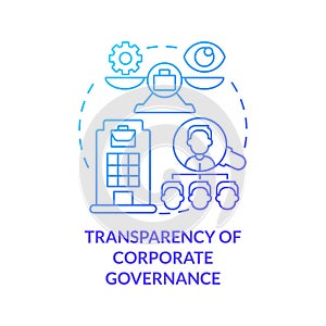 Transparency of corporate governance blue gradient concept icon
